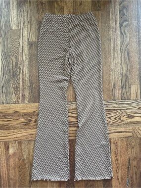 Elodie Patterned Brown & Cream Women's Flare Pants